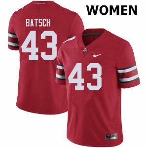 NCAA Ohio State Buckeyes Women's #43 Ryan Batsch Red Nike Football College Jersey ZAL1145OC